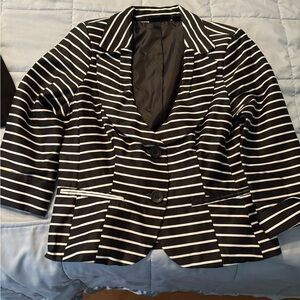 Elegant Black and White Striped Blazer